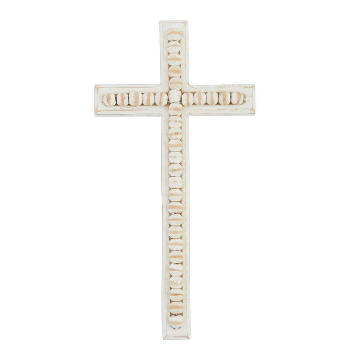 White Washed Beaded Cross