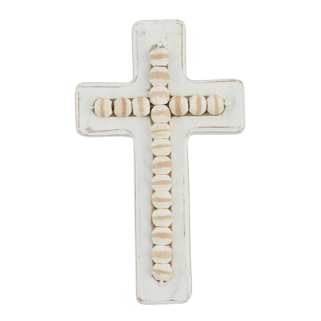 White Washed Beaded Cross