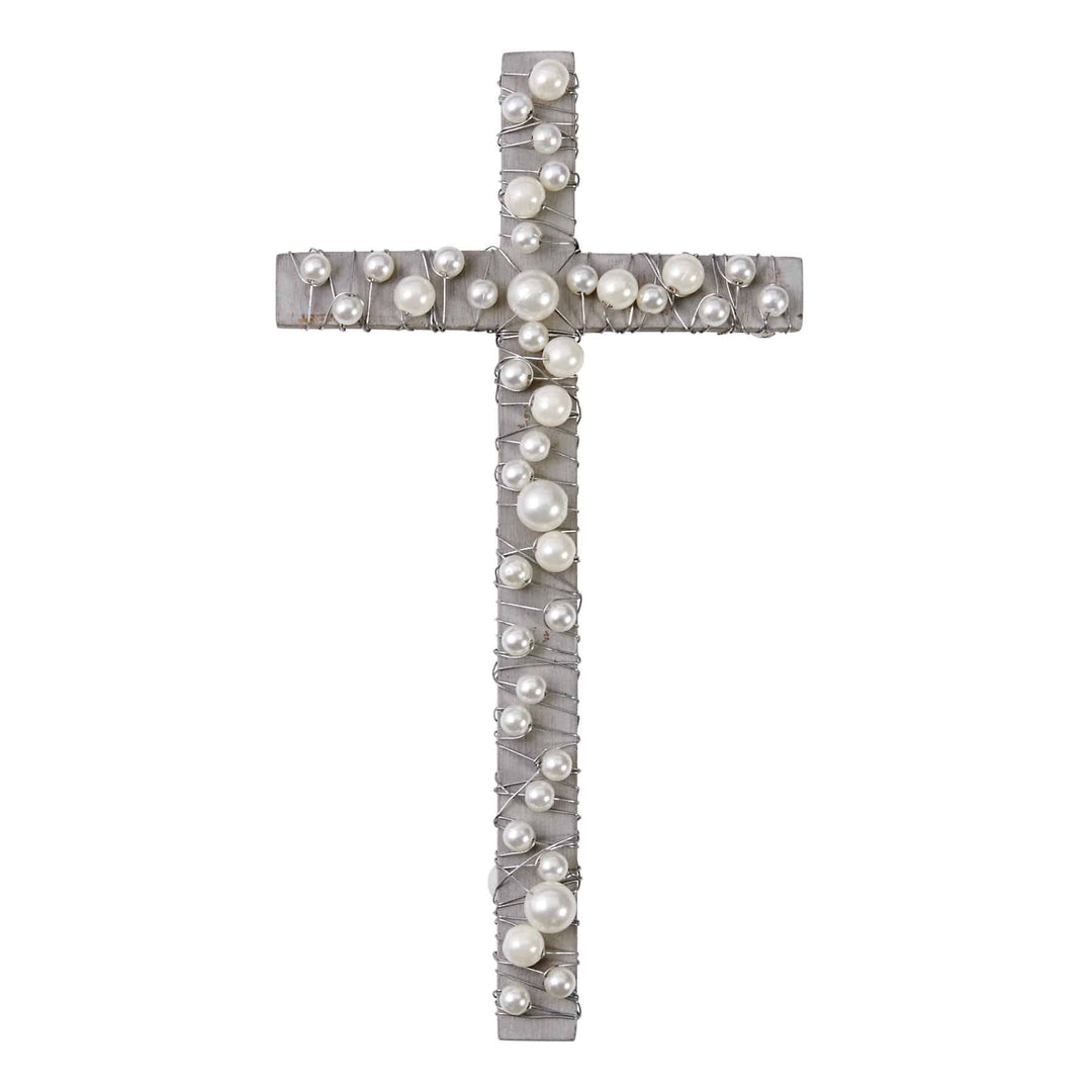 Wood Cross With Pearls