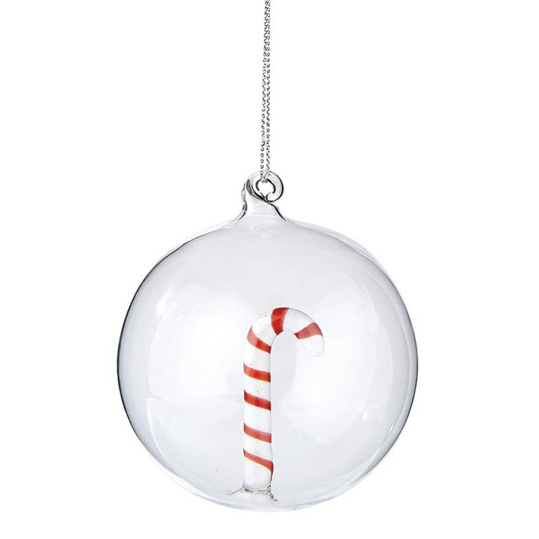 Candy Cane Glass Ornament