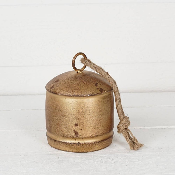 Vintage Gold Silo Bell w. jute loop (6.5inH)
