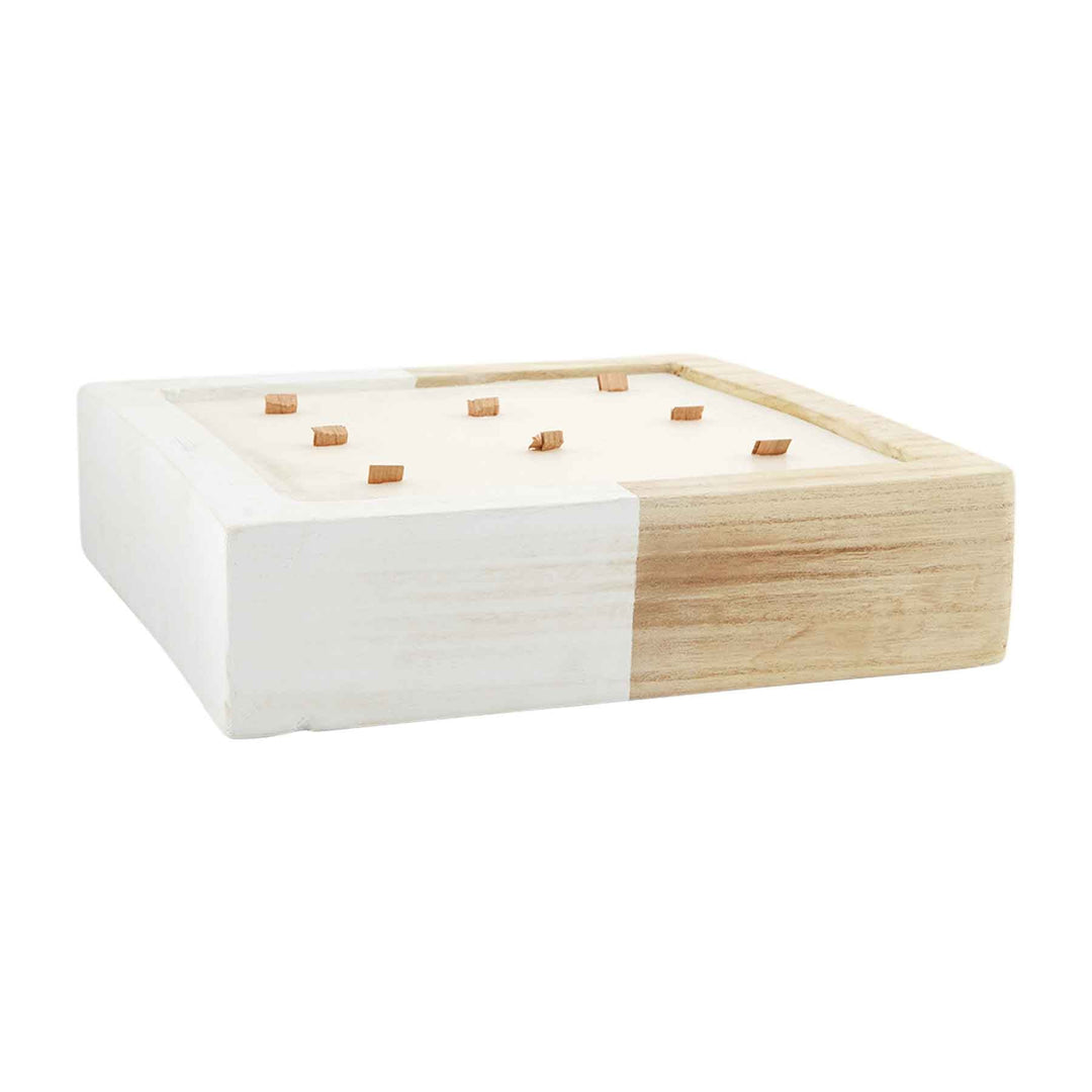 Large Paulownia Wood Square Outdoor Candle