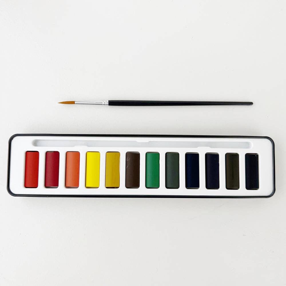 Watercolor paint set with brush by Emily Lex