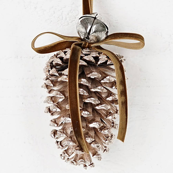 Jumbo Pinecone with Jingle Bell Ornament