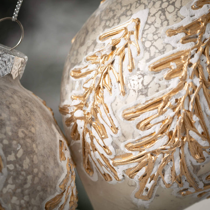 FROSTED GOLD PINE ORNAMENTS