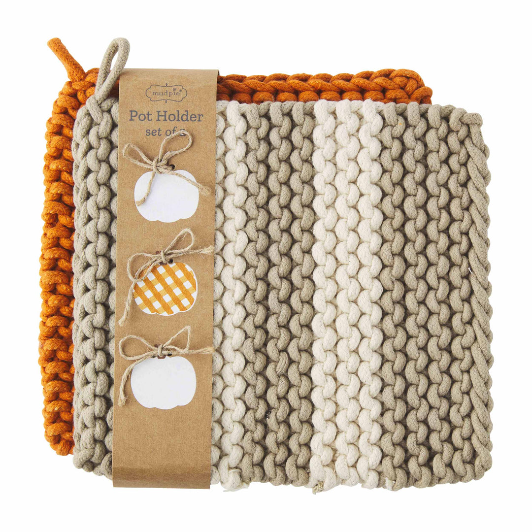 Taupe Fall Crochet Pot Holder Set