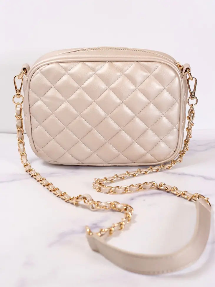 Olivia Quilted Crossbody Light Pewter - Bloom and Petal