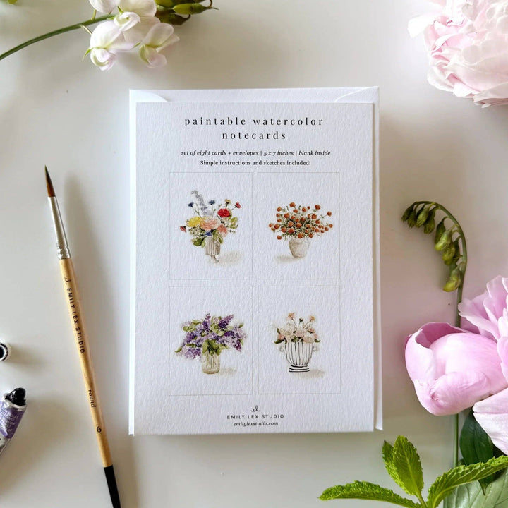 Bouquets paintable watercolor notecard set by Emily Lex