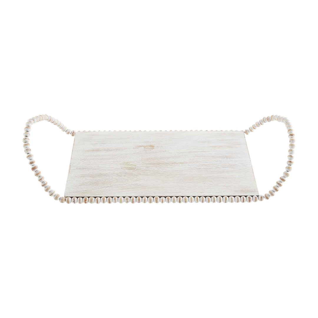 White Beaded Handle Tray