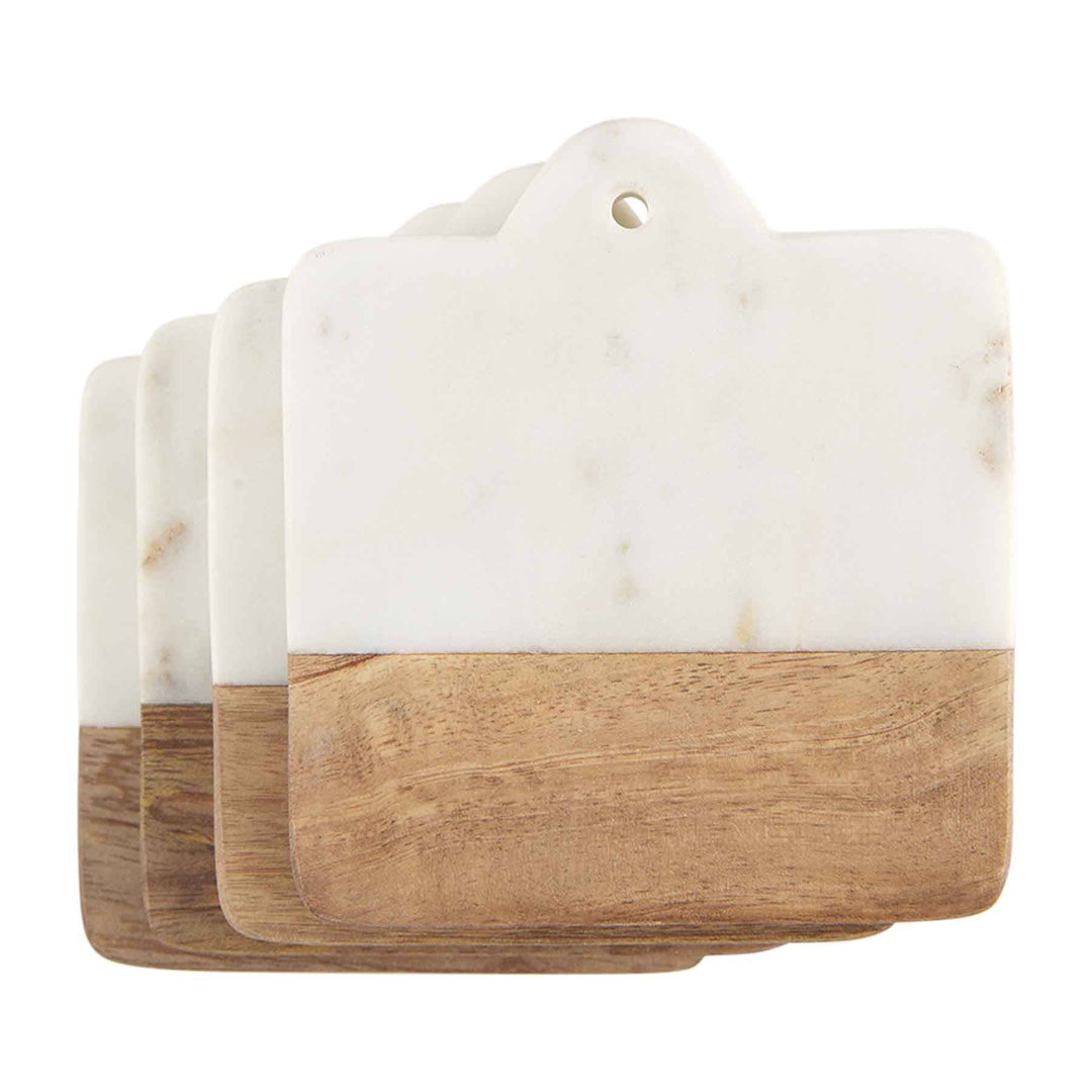 Wood Marble Coaster Set