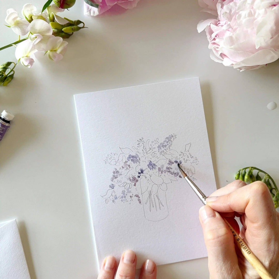 Bouquets paintable watercolor notecard set by Emily Lex
