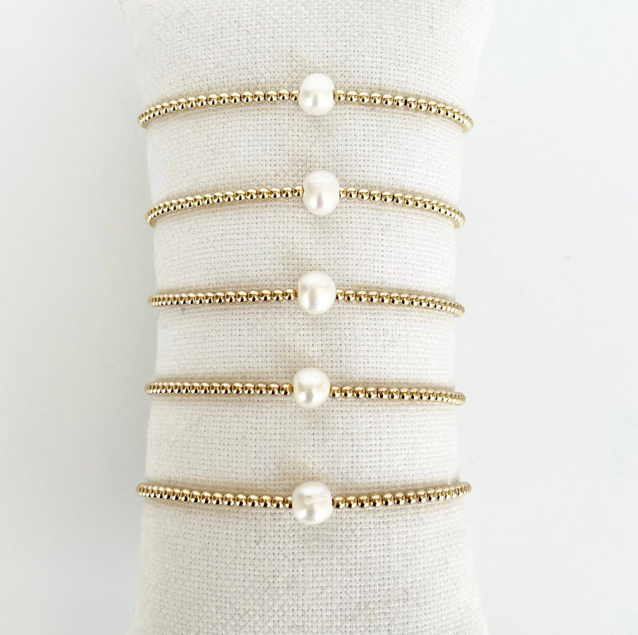 Single Pearl Gold Bead Bracelet - Bloom and Petal