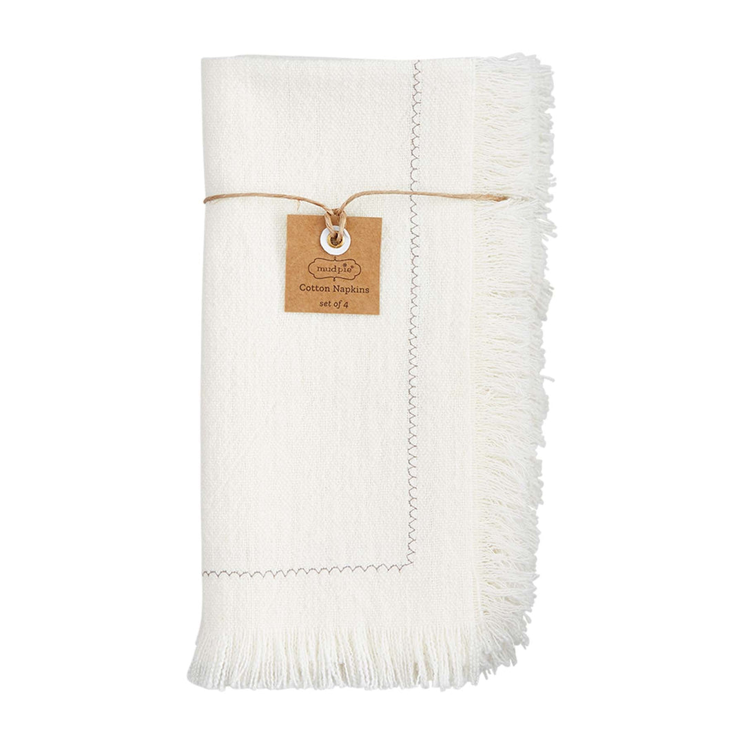 White Fringe Napkin Set