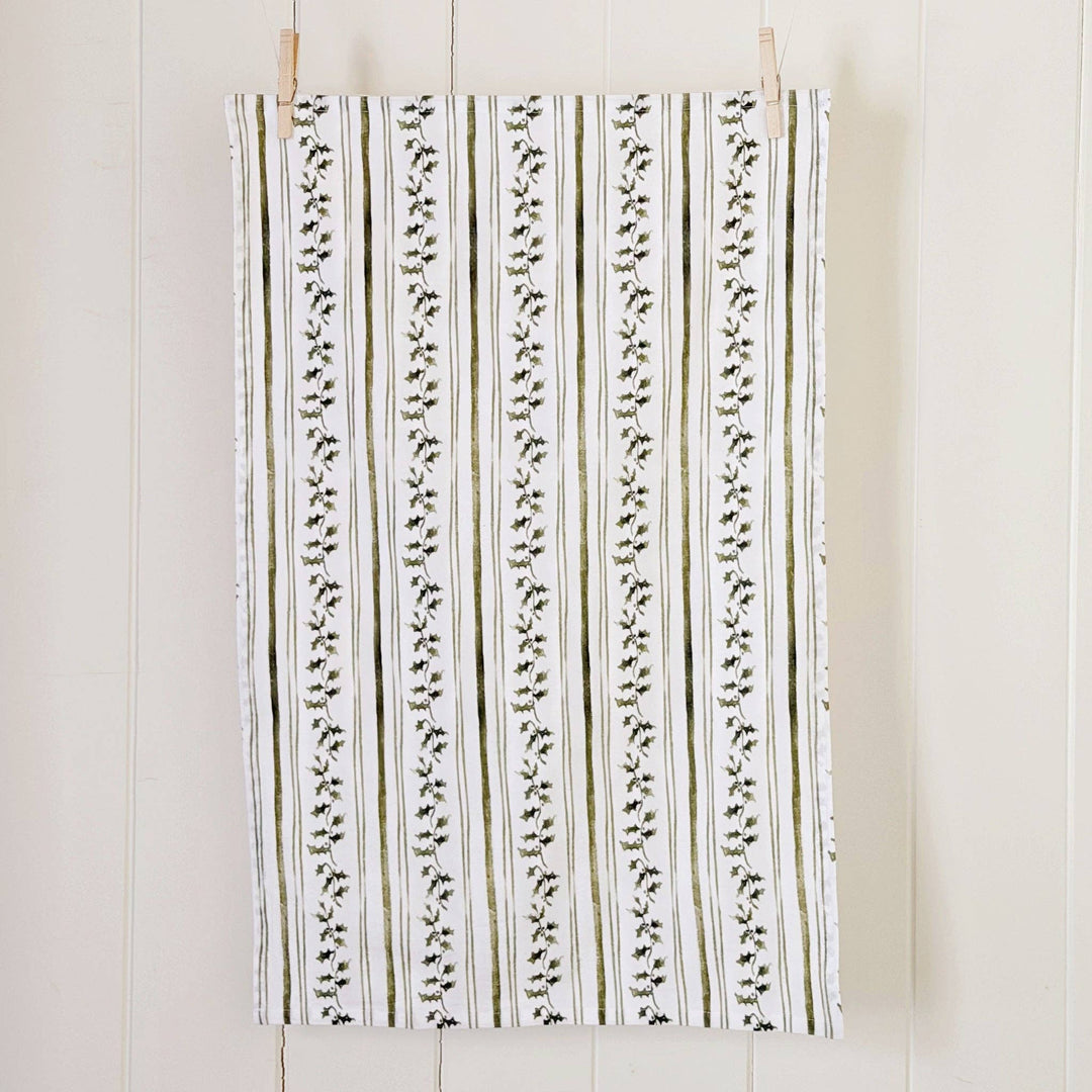 Holly Stripe Tea Towel by Emily Lex