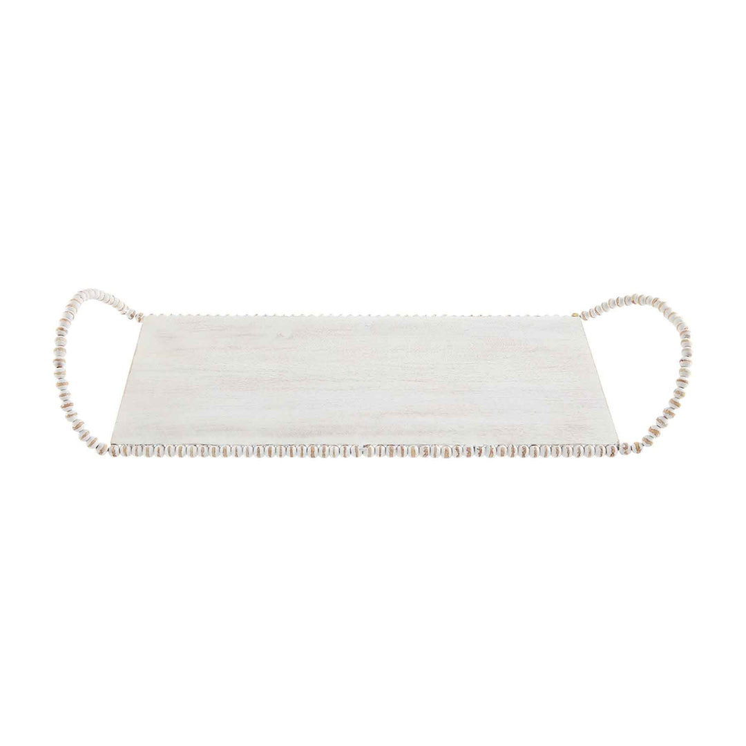 White Beaded Handle Tray