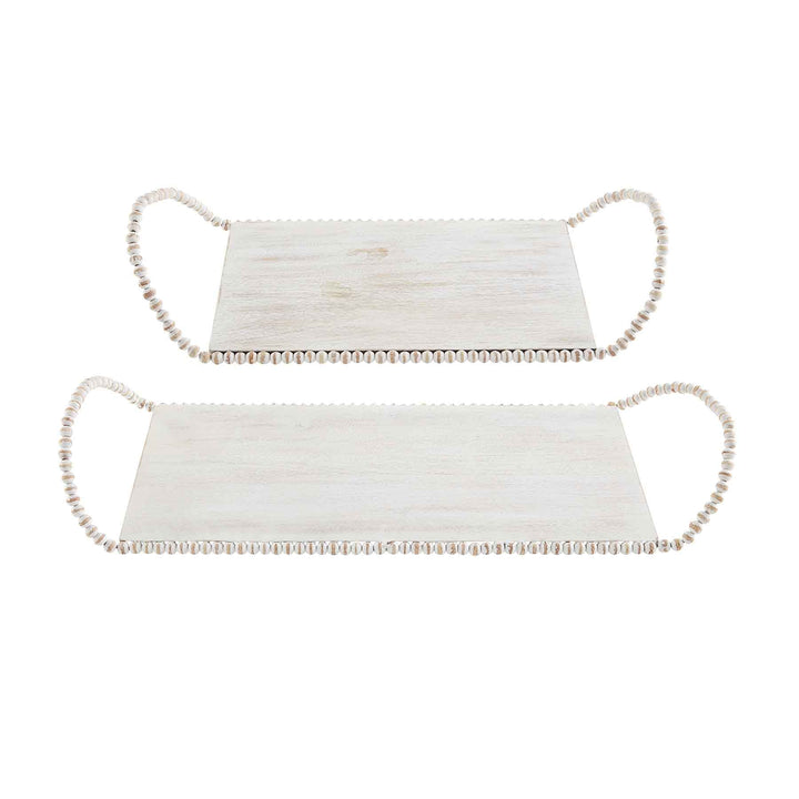 White Beaded Handle Tray