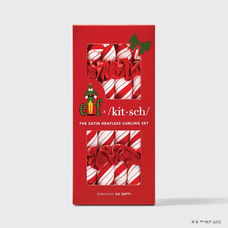 Elf Kitsch Satin Heatless Set- Candy Cane - Bloom and Petal