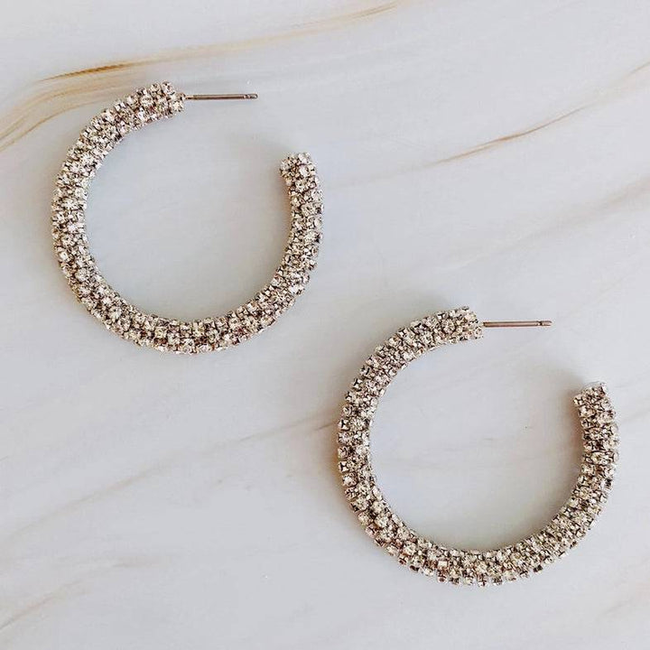 Wrapped in Shine Hoop Earrings- Silver