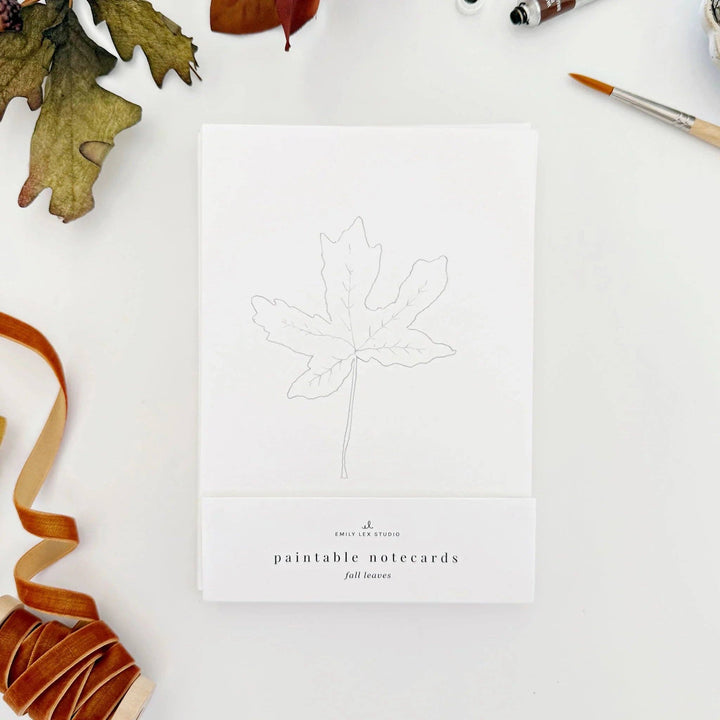 Fall Leaves Paintable Watercolor Notecard Set by Emily Lex