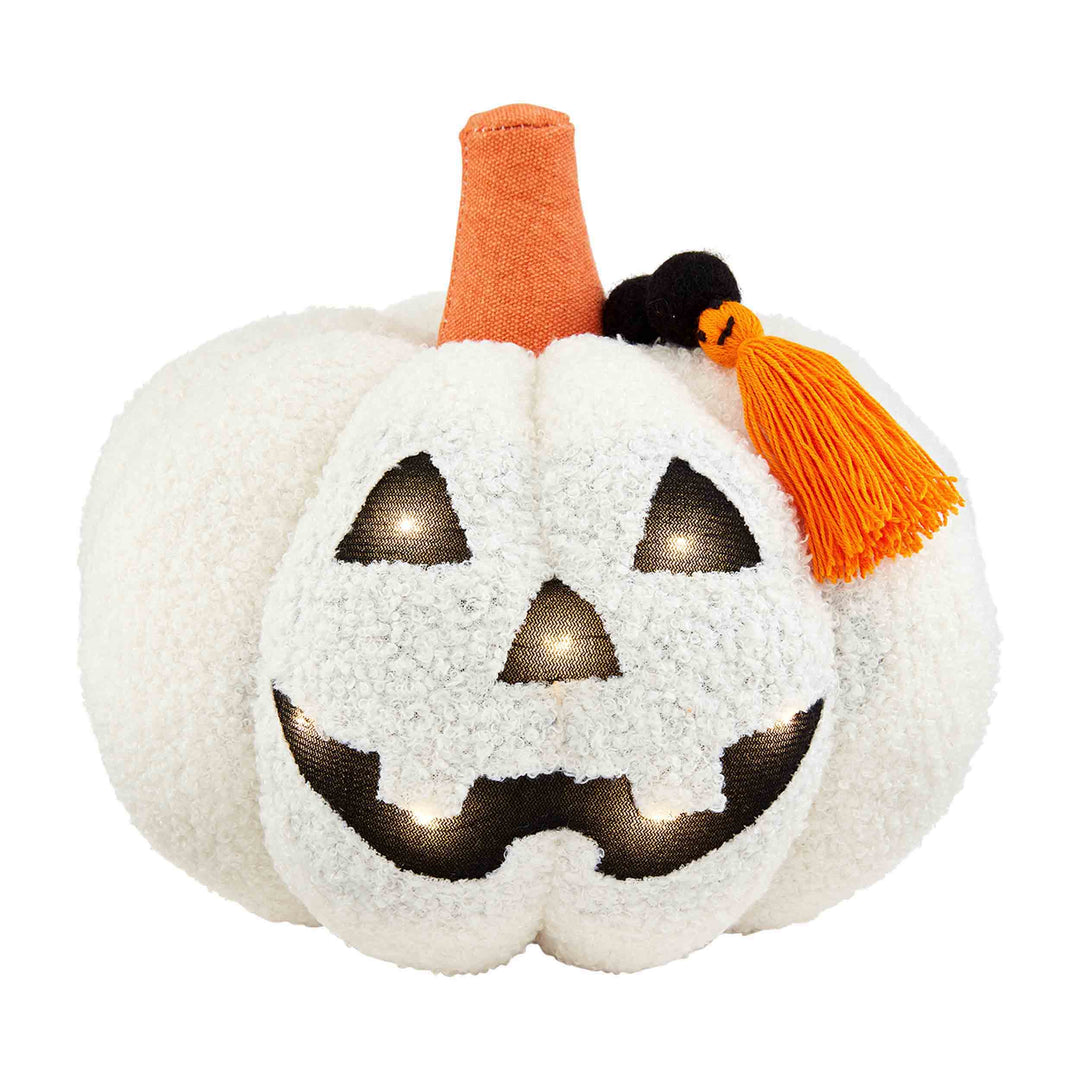 Cream Shearling Light-Up Pumpkin - Bloom and Petal