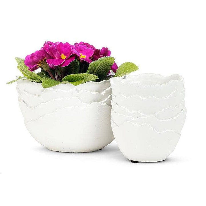 Lg Stacked Eggshell Planter-5.5"H