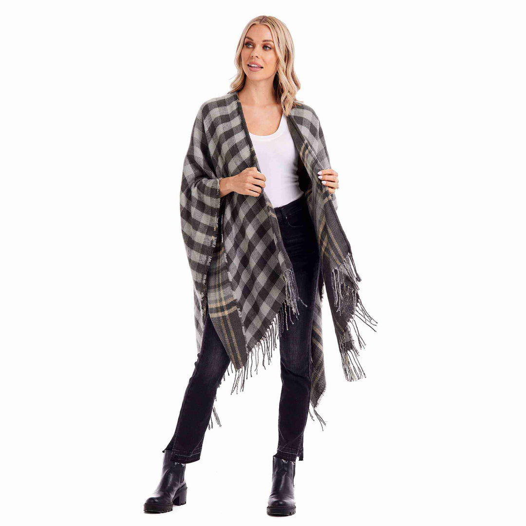 Dark Grey Yvette Reversible Poncho