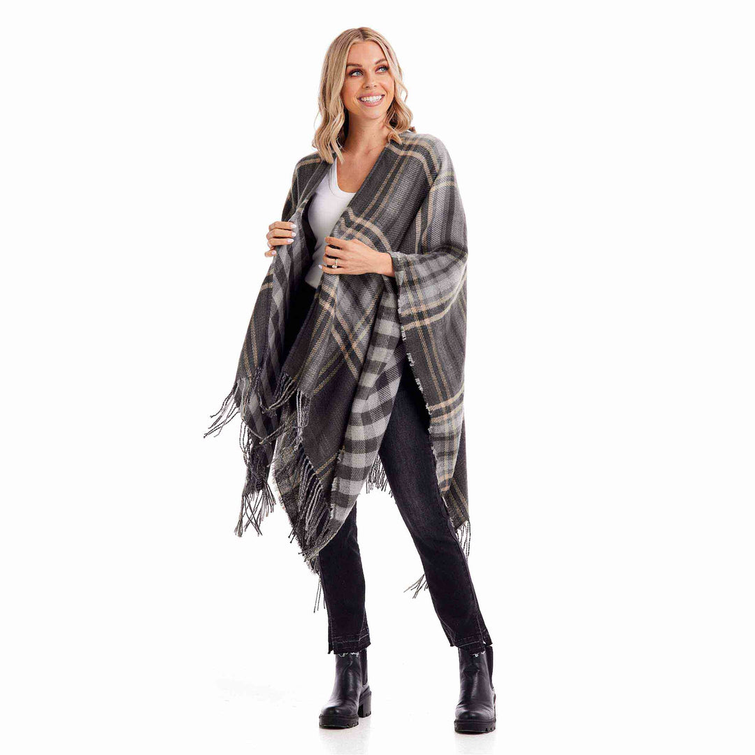 Dark Grey Yvette Reversible Poncho