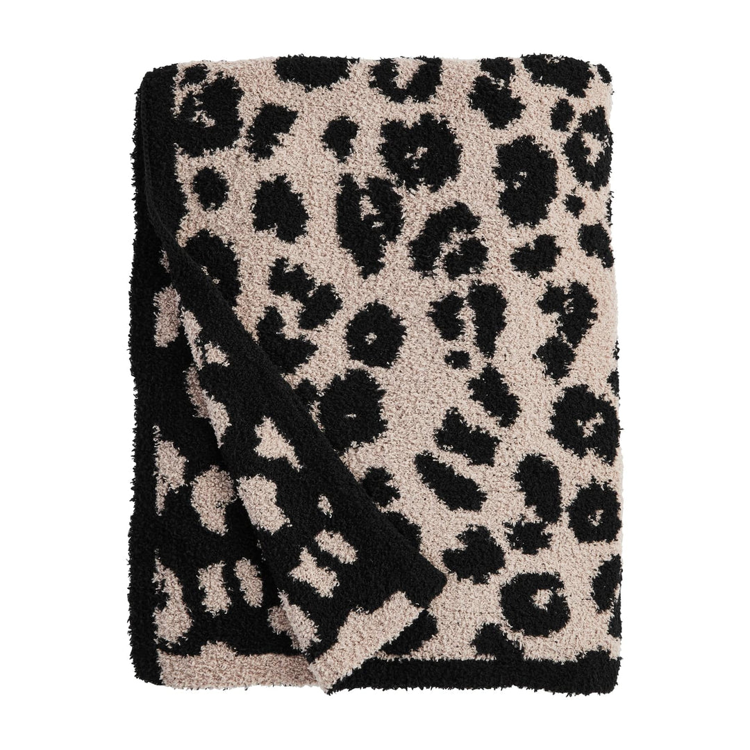 Tan/Black Leopard Chenille Blanket