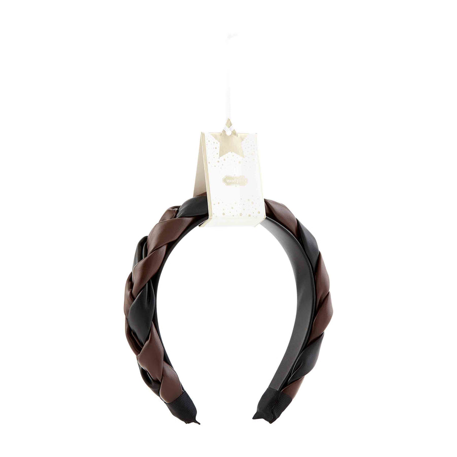 Black Braided Leather Headband - Bloom and Petal