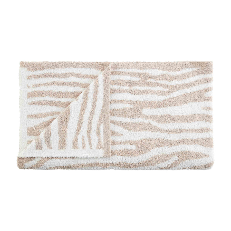 Tan Zebra Chenille Blanket - Bloom and Petal