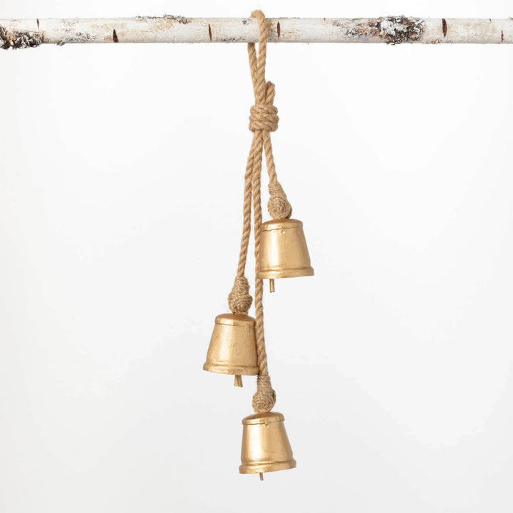 GOLD SWAG BELL ORNAMENT TRIO