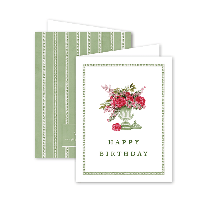 Porcelain Verte Floral Birthday: Single Card