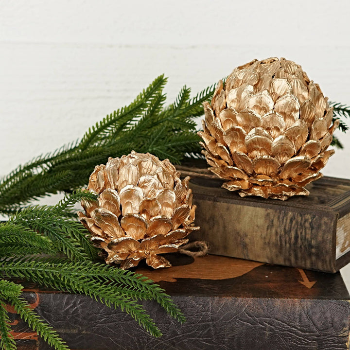 Gold Pinecone Artichoke Ball Ornament