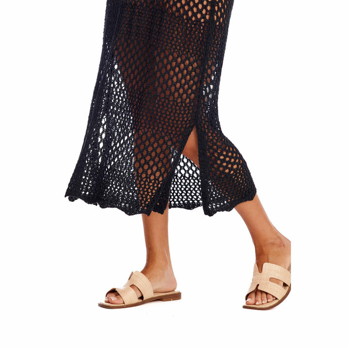 Black Eldridge Crochet Midi Dress Coverup - Bloom and Petal