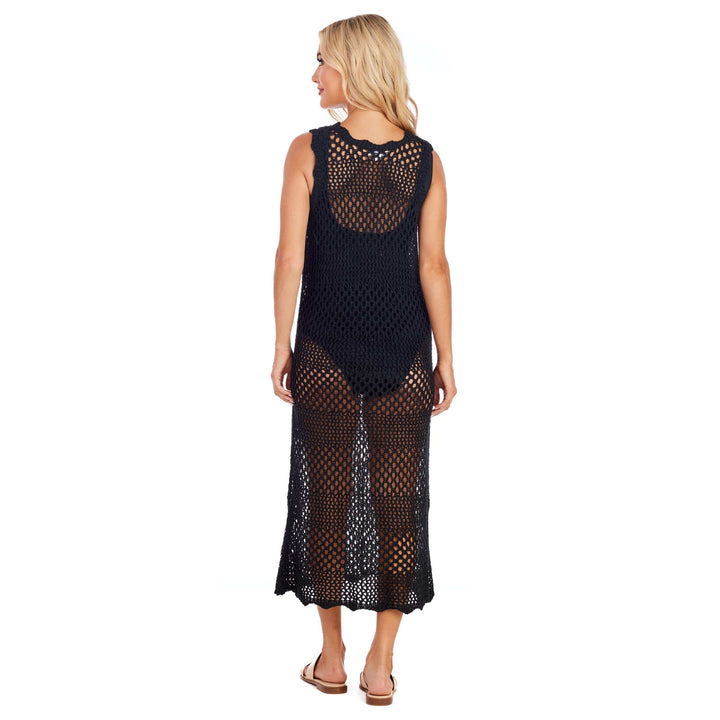 Black Eldridge Crochet Midi Dress Coverup