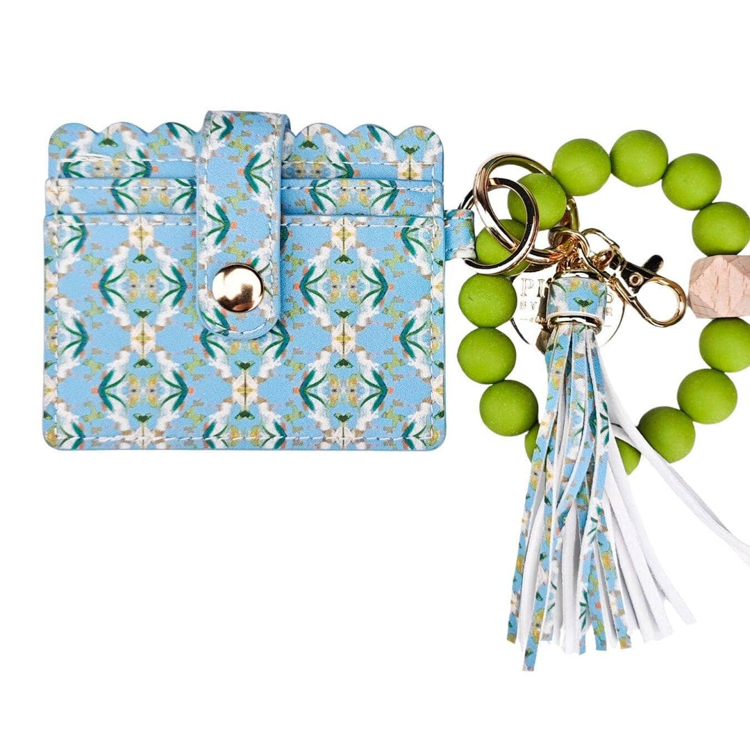 English Garden Blue Keychain Wristlet Wallet by Laura Park