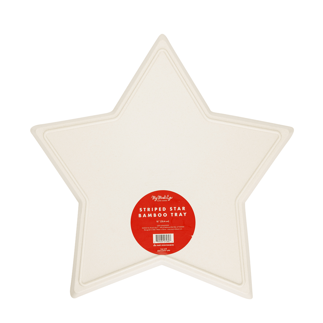 Star Shaped Red Stripe Reusable Bamboo Tray