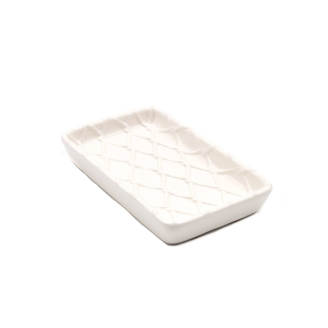 White Textured Ceramic Soap Dish
