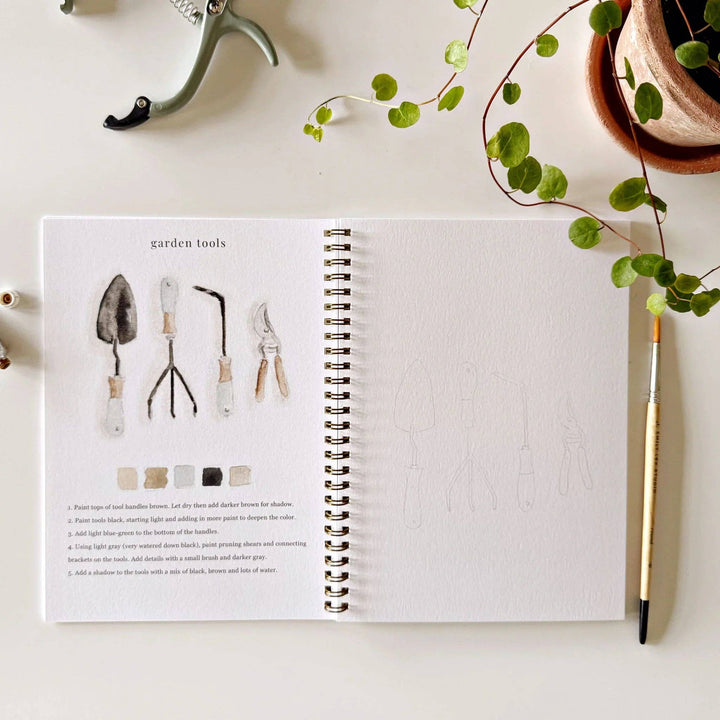Garden watercolor workbook by Emily Lex