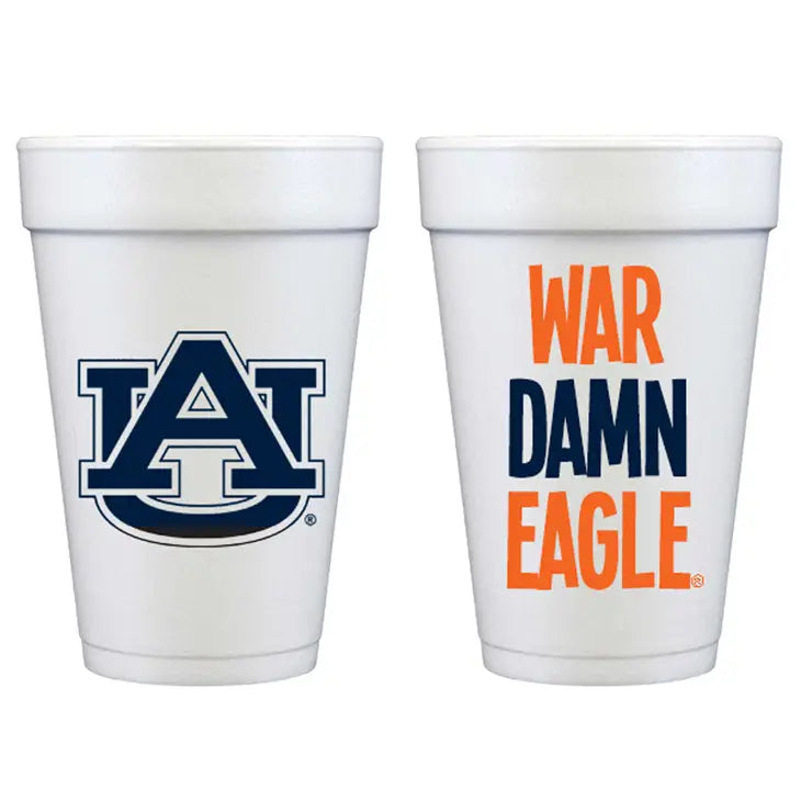 Auburn War Damn Eagle Styrofoam Cups - Bloom and Petal