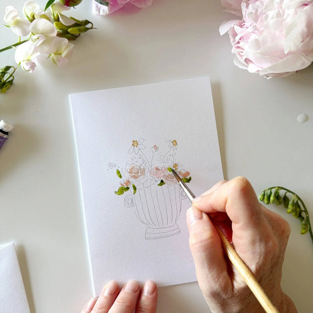 Bouquets paintable watercolor notecard set by Emily Lex