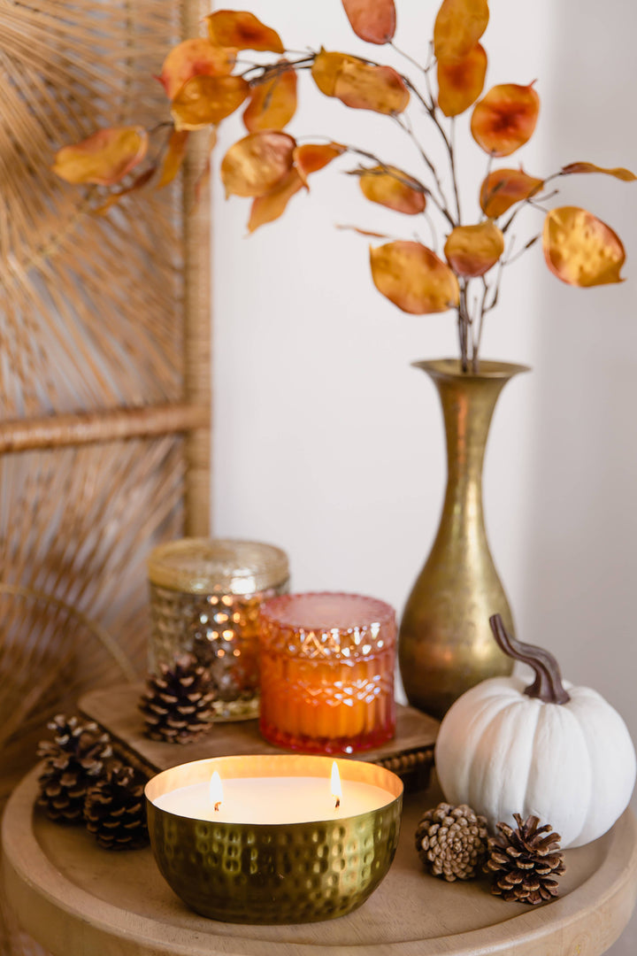 Pomander 8oz Petite Shimmer Candle  / Orange Glass