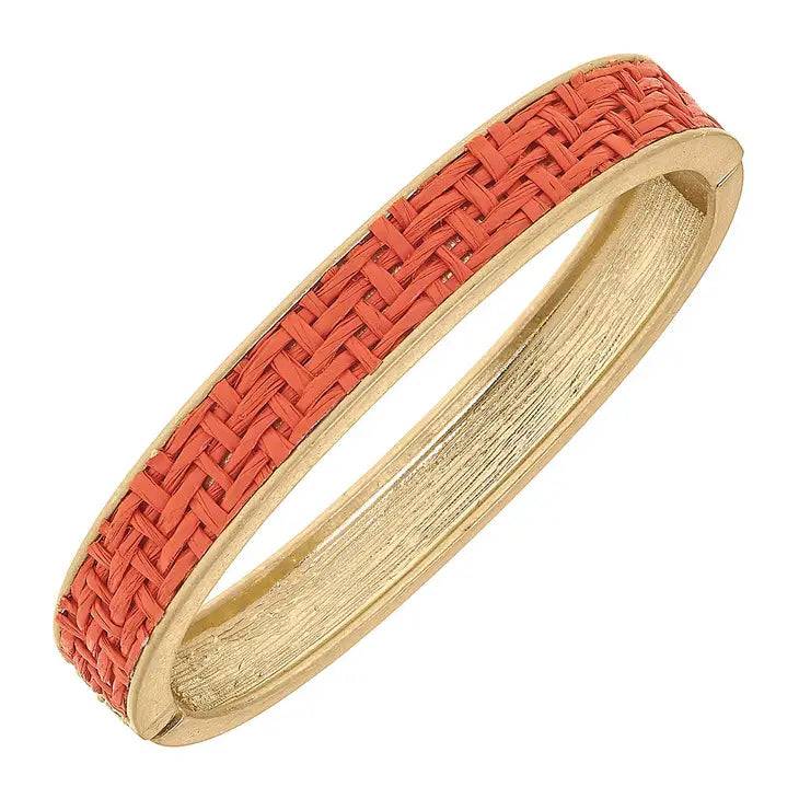 Danielle Raffia Hinge Bangle in Orange