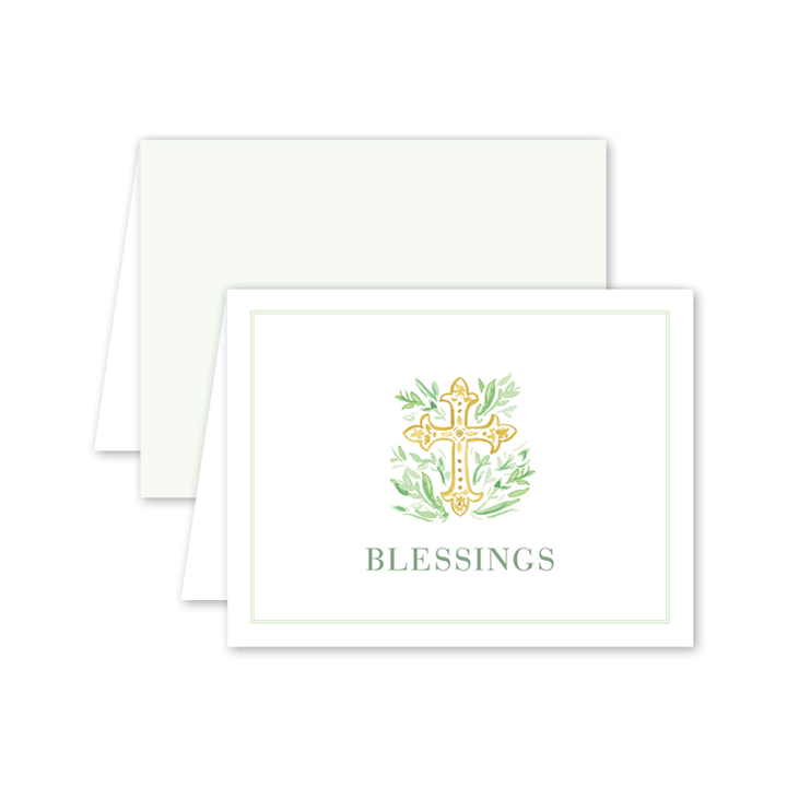 Cross Green Blessings: Single Card