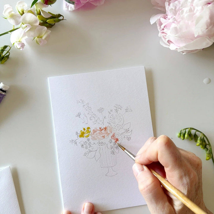 Bouquets paintable watercolor notecard set by Emily Lex