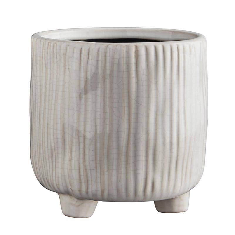 Large White Ceramic Pot with Feet