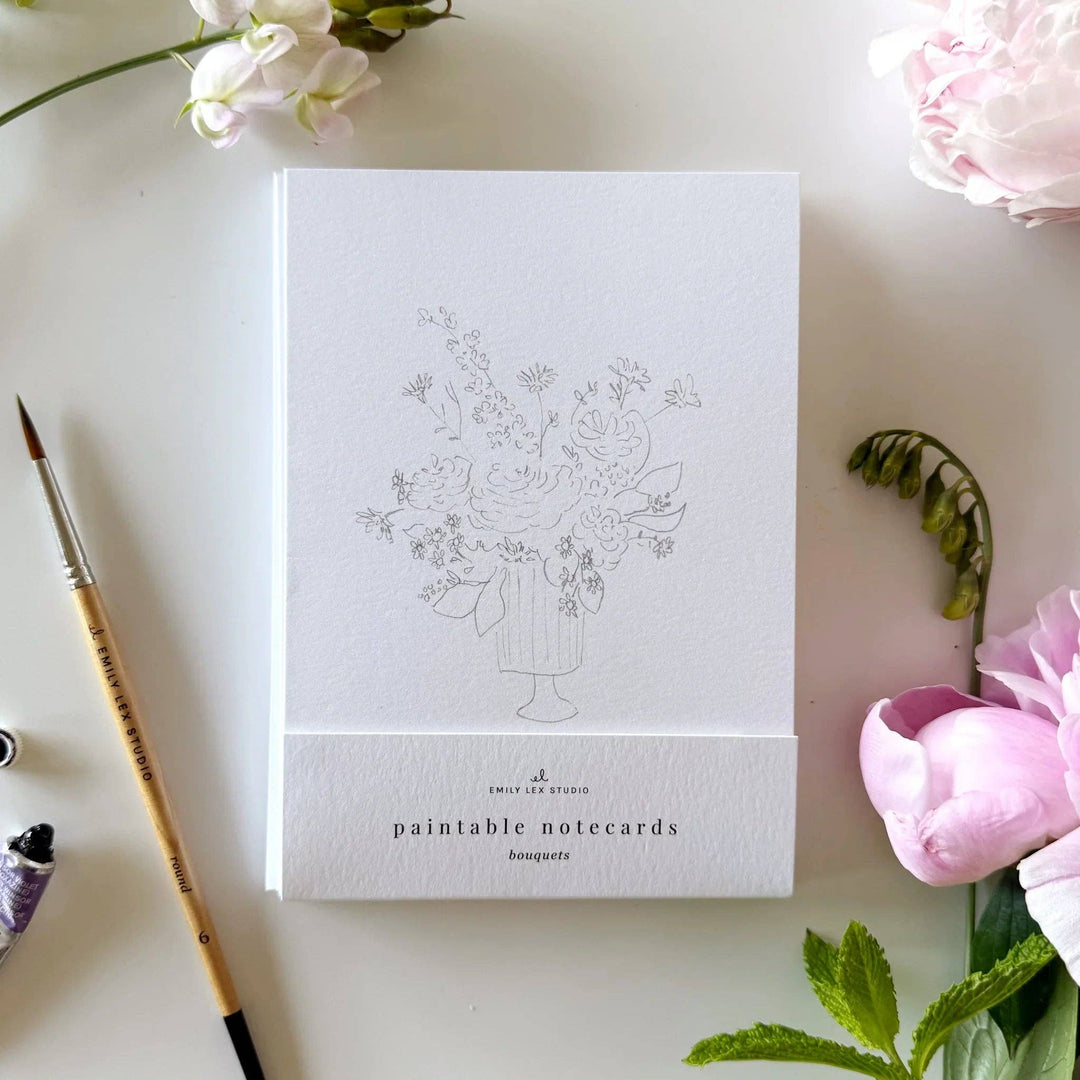 Bouquets paintable watercolor notecard set by Emily Lex