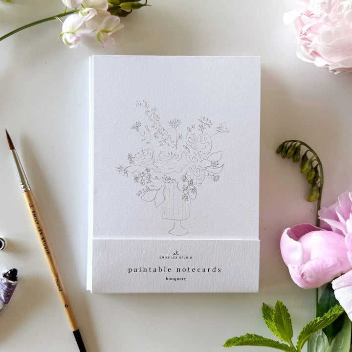 Bouquets paintable watercolor notecard set by Emily Lex