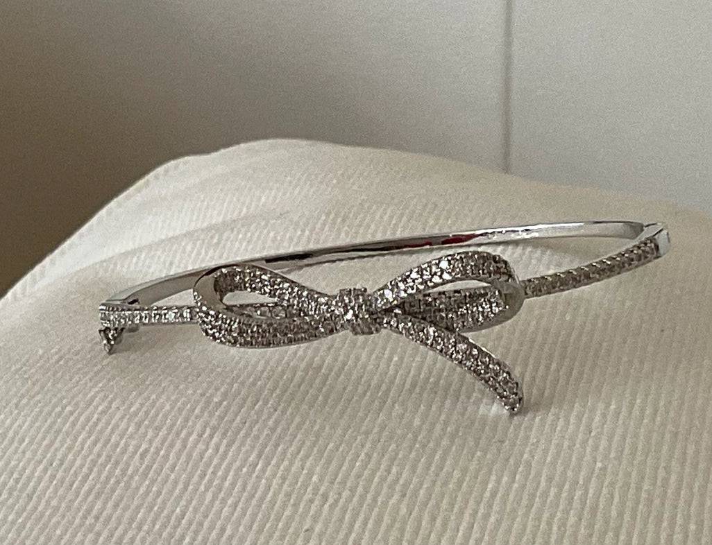 Stainless Steel Crystal Bow Bangle