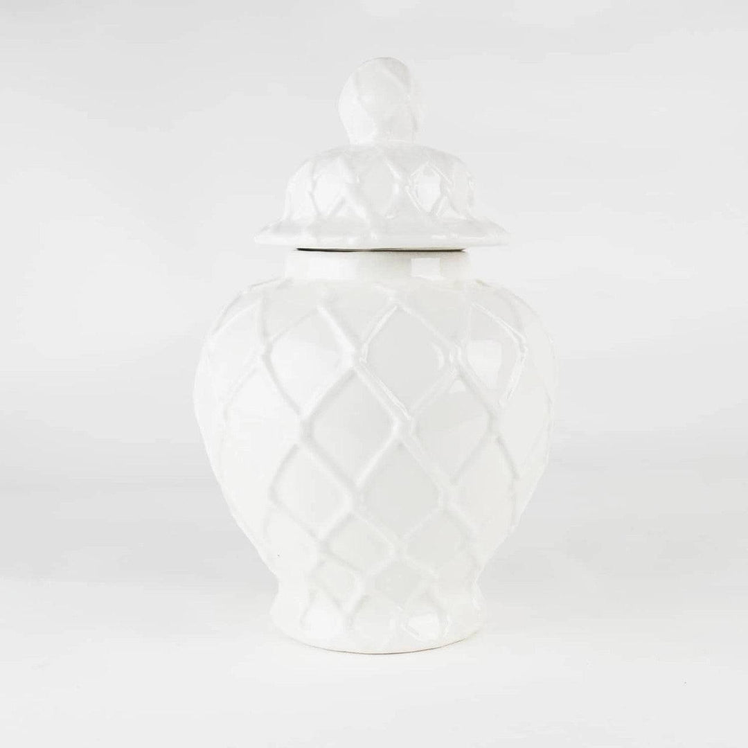 Large White Textured Ginger Jar